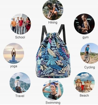 Torba ze sznurkiem plecak podróżny damski wodoodporny na SIŁOWNIA JOGA P1