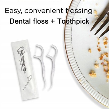 Белая зубная нить в индивидуальной упаковке