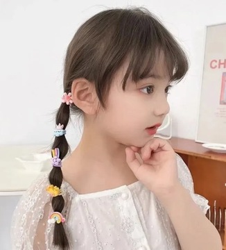 Детские резинки для волос, 10 штук, набор резинок РАДУГА, ЦВЕТЫ