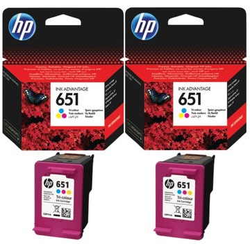 2x Tusz HP 651 Kolorowy CMY C2P11AE Ink Advantage 5645 5575 OfficeJet 252