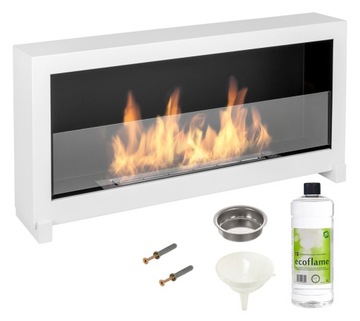 BIOKOMINEK S-Line BOX 900mm z SZYBĄ biały STOJĄCY