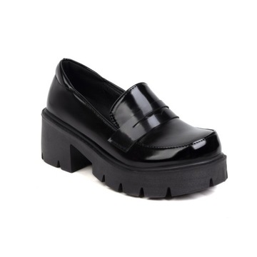 Kobiety Blok Grube Obcas Platforma Loafersy Sy