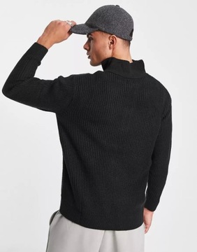 PULL&BEAR SWETER MĘSKI GŁADKI CZARNY M 1MWE