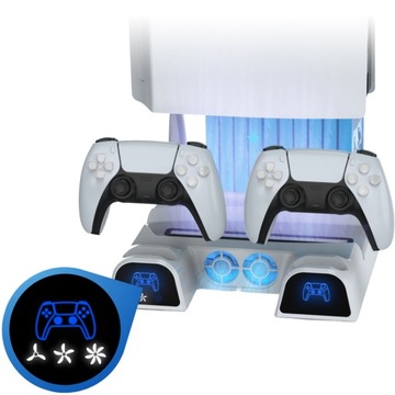 Станция зарядки и охлаждения YAXO для PS5, подставка для зарядки светодиодной панели