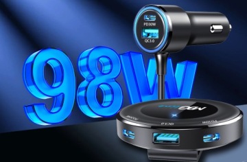 Автомобильное зарядное устройство 2x QC3.0 3x USB-C PD 30 Вт 12–24 В МАКС. 98 Вт для 5 устройств