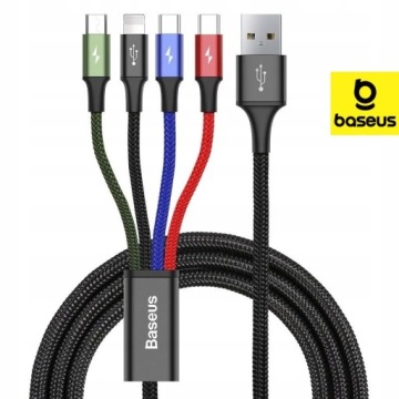 BASEUS БЫСТРЫЙ СИЛЬНЫЙ КАБЕЛЬ USB КАБЕЛЬ 4IN1 2XUSB-C LIGHTNING MICRO QC 1.2M