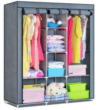 SZAFA MATERIAŁOWA 12 PÓŁEK NA UBRANIA GARDEROBA TEKSTYLNA XXL ORGANIZER