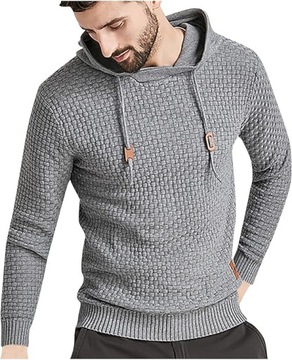 Sweter męski z kapturem z długim rękawem Elegancka bluza sportowa szary S