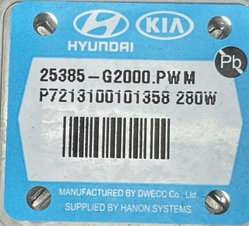 KIA NIRO VENTILÁTOR CHLADIČŮ 25380G7000 25304K4500 25385-G2000