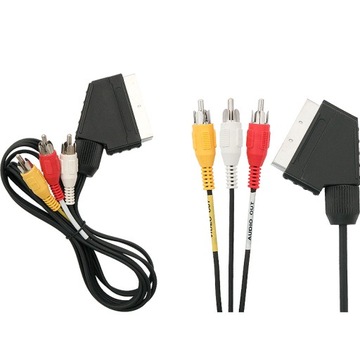 KABEL SCART EUROZŁĄCZE - 3x RCA CINCH DWUKIERUNKOWY DO MAGNETOWIDU 1,5M