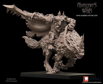Goblin Boss Wolfrider V2 - Warhammer - Druk 3D - Orc3DLaboratory