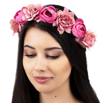 Венок на голову ЦВЕТЫ пионы РОЗОВАЯ свадьба