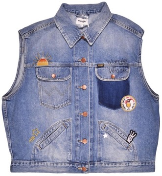 WRANGER kamizelka BLUE jeans RETRO VEST_ L