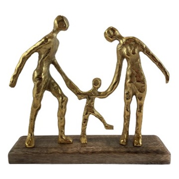 FIGURKA STOJĄCA RODZINA ZŁOTO DREWNO 21,5CM