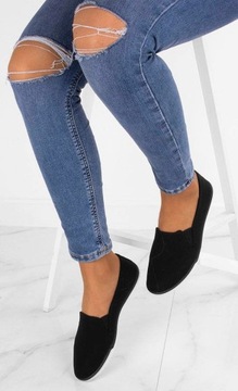 4789 CZARNE TENISÓWKI WSUWANE LYCRA SLIP ON 37