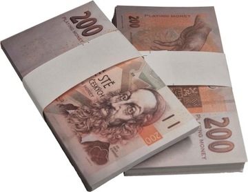 Korony czeskie pieniądze banknoty nauki gry zabawy edyjacyjne 200 kC x 25sz
