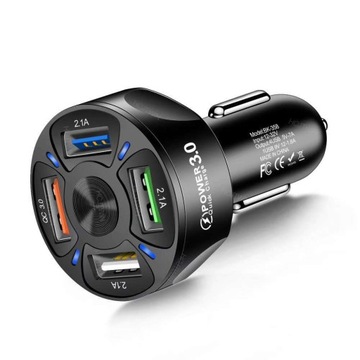 БЫСТРОЕ АВТОМОБИЛЬНОЕ ЗАРЯДНОЕ УСТРОЙСТВО 4xUSB QC 3.0 + КАБЕЛЬ