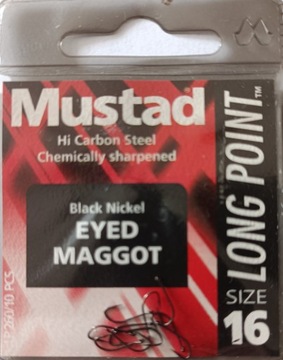 Haczyki Mustad Long Point Eyed Maggot nr 16