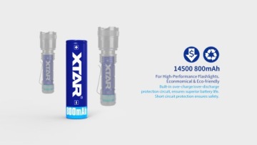XTAR 14500-80PCM 800 мАч литий-ионный с защитой 3,7 В 2,5 А