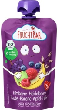 Fruchtbar Пюре малина, чорниця, виноград, банан, яблуко, овес Біо 100 г