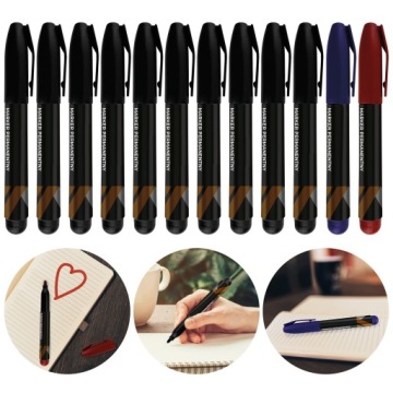 Перманентный круглый маркер черный несмываемый водостойкий набор микс 12шт