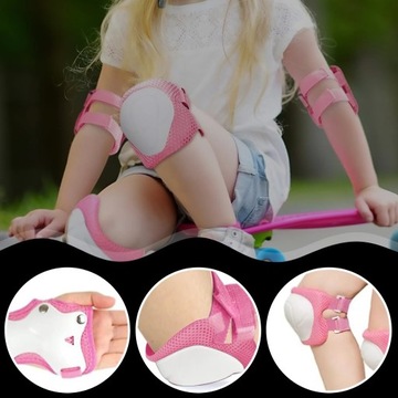 OCHRANIACZE NA KOLANA ŁOKCIE ROLKI ROWER ZESTAW DLA DZIECI RÓŻOWY ROZ. M