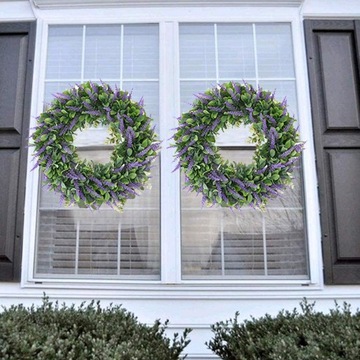 Декоративный венок на дверь Венок из цветов лаванды 46 см Венок ручной работы для