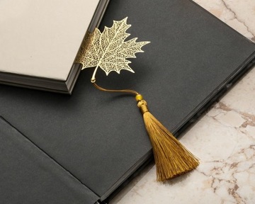 ZAKŁADKA do książek LIŚĆ KLONU z FRĘDZLEM 21,3 cm