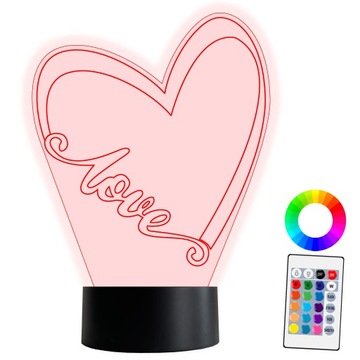 XL LAMPKA NOCNA LED 3D Miłość Walentynki Prezent Miłość Love IMIĘ GRAWER