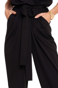 ЧЕРНЫЙ ЭЛЕГАНТНЫЙ ЖЕНСКИЙ КОМБИНЕЗОН С ДЛИННЫМ КОРОТКИМ РУКАВОМ MORAJ R.S 36