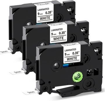 Лента для Brother AZe-221 TZe-221, белая, 9 мм, набор из 5 сменных штук