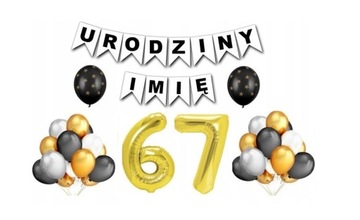 Zestaw na 67 Urodziny Balony Baner Dowolne Imię