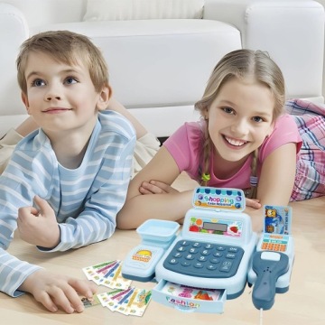 ДЕТСКИЙ КАССОВЫЙ АППАРАТ + МАГАЗИН КОРЗИНА АКСЕССУАРОВ