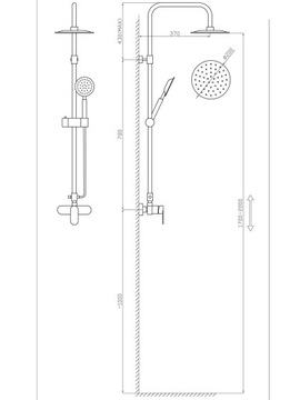 Deszczownica prysznic 1,5m 170-200 śr 20cm mosiądz