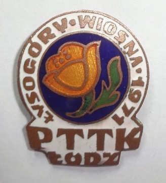 ZNACZEK PRZYPINKA ODZNAKA PTTK ŁÓDŹ ŁYSOGÓRY 1971