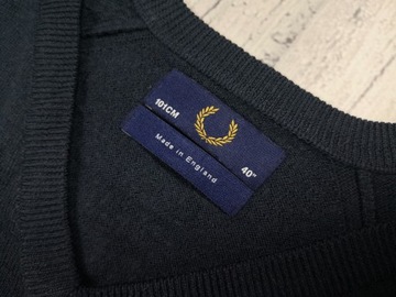 FRED PERRY MĘSKI SWETER WEŁNIANY L WEŁNA JAGNIĘCA PREMIUM UNIKAT