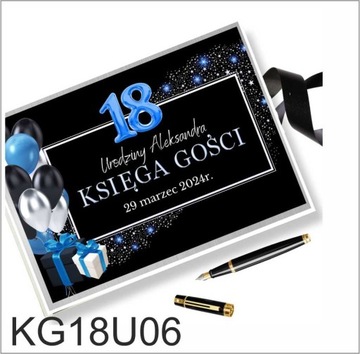 Księga gości 18 urodziny personalizowana 100 stron atłasowa wstążka