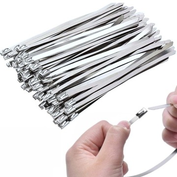 OPASKI ZACISKOWE TRYTKI METALOWE STALOWE 4,6 x 300 mocne 100szt OPASKA
