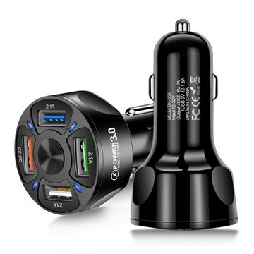 БЫСТРОЕ АВТОМОБИЛЬНОЕ ЗАРЯДНОЕ УСТРОЙСТВО QC 3.0 7A 4xUSB