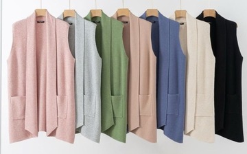 LUŹNA KAMIZELKA Modny SWETER SWETEREK BLUZKA DUŻO KOLORÓW