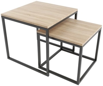 LOFT Stoliki Kawowe 2w1 Spawane ,,DUO'' 1,8cm Industrial Kolory Reqube