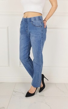 *DAMSKIE SPODNIE JEANSOWE w GUMKĘ Plus Size Blue*