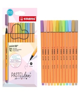 Cienkopis Stabilo Point 88 PASTELove. 12 kolorów pastelowych w kartoniku