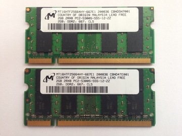 PAMIĘĆ RAM 4GB 2x2GB DDR2 SO-DIMM 667MHz PC2 5300S