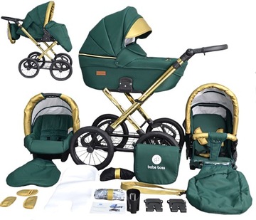 KLASYCZNY WÓZEK DZIECIĘCY 3W1 UCZIO GOLD RETRO Wielofunkcyjny + Dodatki