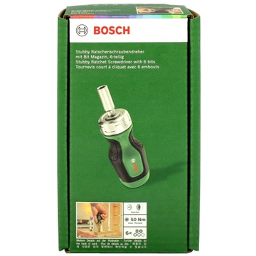 Wkrętak ręczny z grzechotką + 6 bitów BOSCH