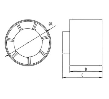 Канальный вентилятор 100 мм, производительность 100 м3/ч Польский продукт Аксессуар