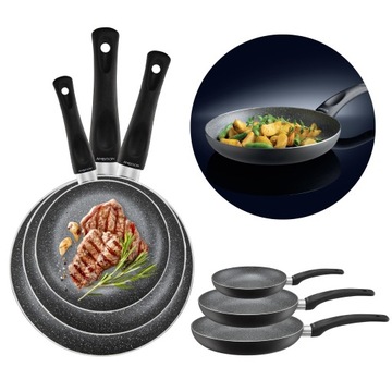 PATELNIA ZESTAW KOMPLET PATELNI INDUKCJA NIEPRZYWIERAJĄCA NONSTICK 20,24,28