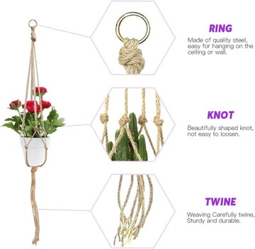 Набор из 6 предметов, 3 размера, макраме, подвесной горшок для растений, подвесной.