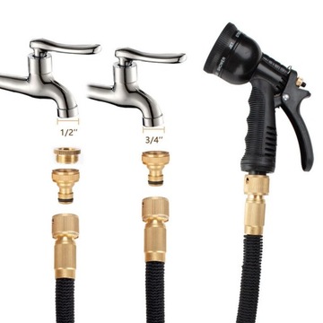 Удлиняемый САДОВЫЙ ШЛАНГ 24М + СОЕДИНИТЕЛИ + ПИСТОЛЕТ